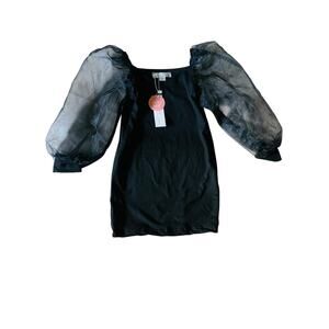 Baileys Blossoms Sheer Puff Sleeve Black Top NWT Size 2T